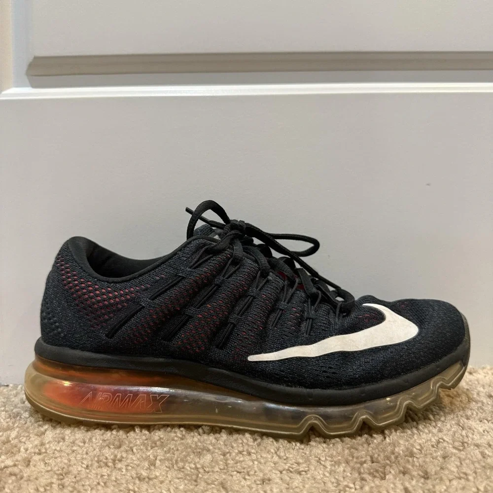 Nike Air Max 2016 Mens Running Shoes Black Red White 806771-008 Size 7 Sneaker